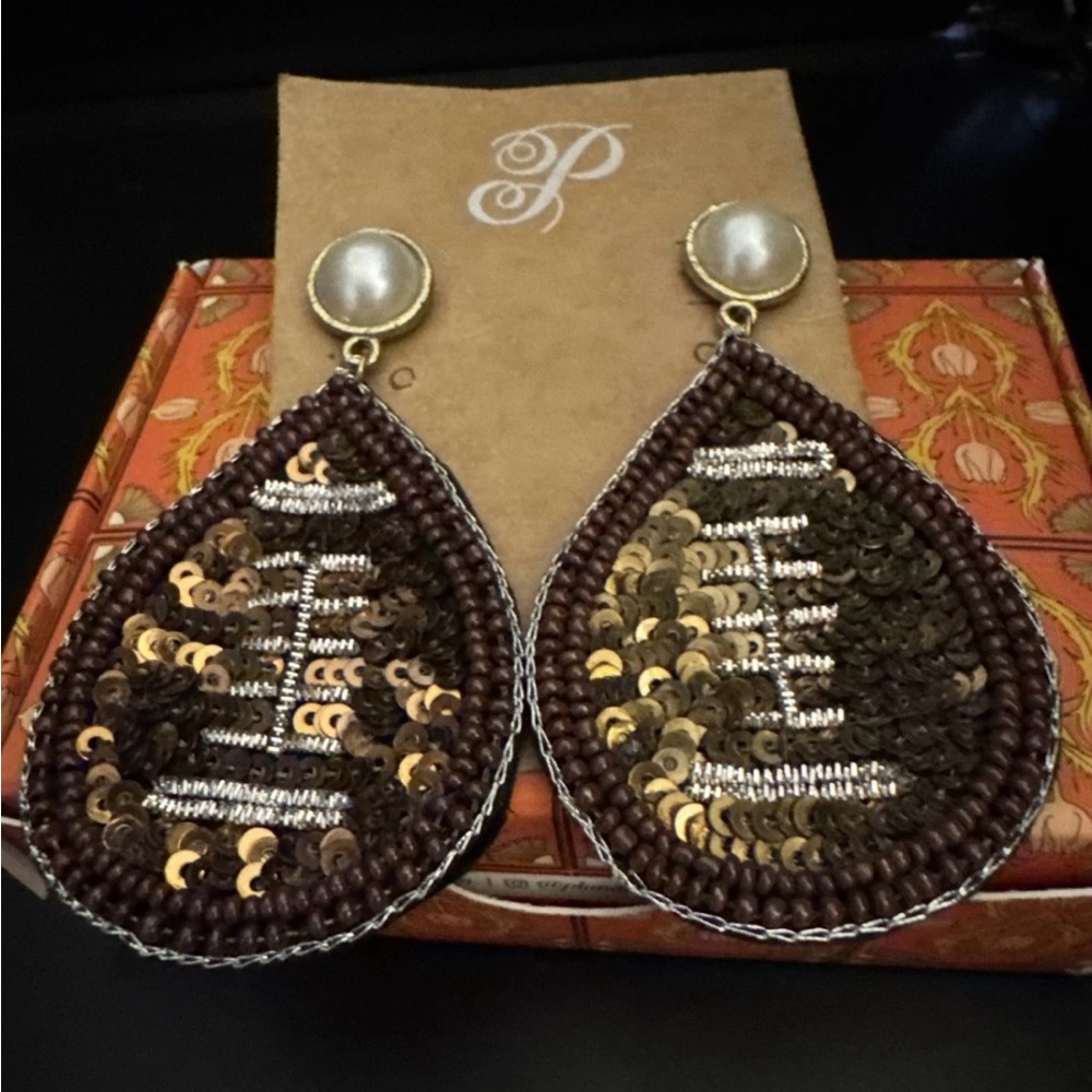 Plunder Fashion Trendy jewelry Seed-bead Football Touchdown Drop Earrings